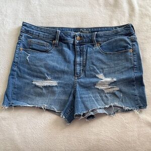 Distressed Blue Denim Shorts